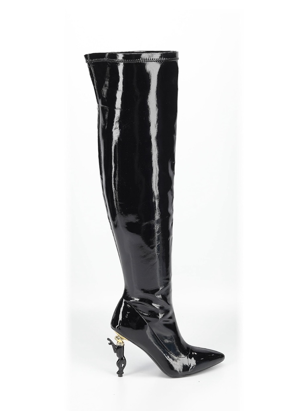 Patent Leather Over-the-Knee Boot - Black
